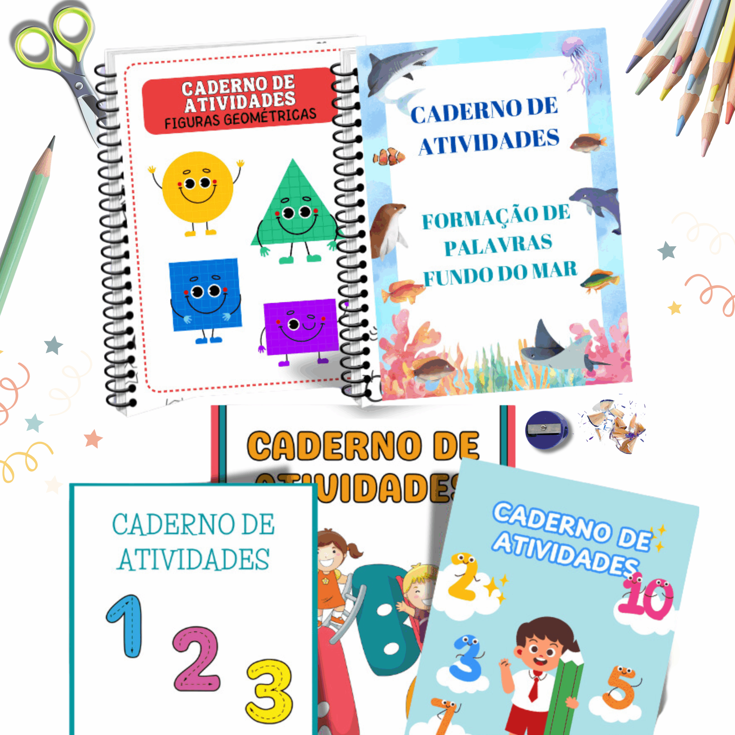 Kit 5 Cadernos de Atividades - Para Imprimir! - No Jardim da Day